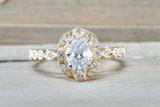 Oval Vintage Art Deco Halo Ring