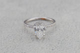 Lab Grown Diamond Pear Cut Hidden Halo Diamond Ring