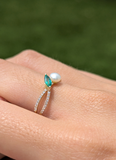 14kt Yellow Gold Natural Emerald, Pearl and Diamond Ring