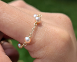 Natural pearl chain ring 14k yellow gold