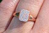 14k Gold Pave Signet Diamond Rectangle Ring