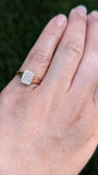 14k Gold Pave Signet Diamond Rectangle Ring