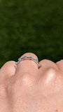 14k White Gold 6 Blue Turquoise Milgrain Stackable Ring