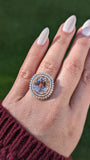 13x11mm Oval Morganite 14k Rose Gold Diamond Double Halo