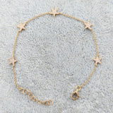 14k Yellow Gold Pave Diamond 5 Star Bracelet