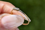 14 Karat Yellow Gold Dainty 8 Diamond Band Love Ring Band Thin Bead