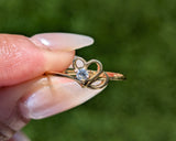 14 Karat Yellow Gold Double Heart Diamond Band Anniversary Love Ring Band