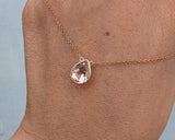14k Rose Gold Pear Shape Bezel Morganite Necklace