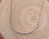14K Yellow Gold Diamond Curve Necklace