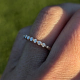 14k White Gold Diamond Stackable Band Engagement Promise Ring Love Bead Single Prong