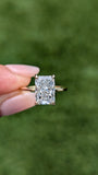 14K Yellow Gold 3.0 Radiant Lab Grown Diamond Engagement Ring with a Hidden Halo