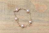 Natural pearl chain ring 14k yellow gold