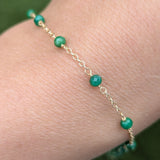 14Kt Yellow Gold Emerald Chain Link Bracelet