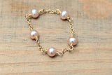 Natural pearl chain ring 14k yellow gold