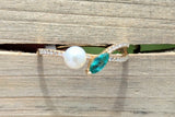 14kt Yellow Gold Natural Emerald, Pearl and Diamond Ring
