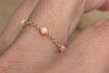 Natural coral chain ring 14k yellow gold