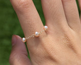 Natural pearl chain ring 14k yellow gold
