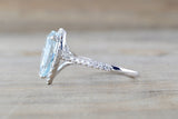 Aquamarine Pear Diamond Halo Ring M3069