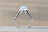 Aquamarine Pear Diamond Halo Ring M3069