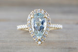 Aquamarine Pear Diamond Halo Ring M3069