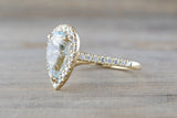 Aquamarine Pear Diamond Halo Ring M3069