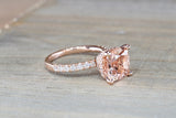 Double Hidden Halo Cushion Morganite 9mm ASPER1430038