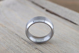 Tungsten Carbide 8mm Brushed Finish Flat Row With Beveled Edge Men's Ring