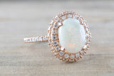 Penelope Oval Opal Diamond Halo Ring