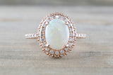 Penelope Oval Opal Diamond Halo Ring