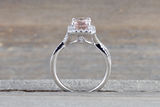 Elongated Cushion Halo Wedding Ring Twist Cross Over shank Band M3063