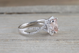 Elongated Cushion Halo Wedding Ring Twist Cross Over shank Band M3063