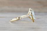 Aquamarine Pear Diamond Halo Ring M3069
