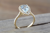 Aquamarine Pear Diamond Halo Ring M3069