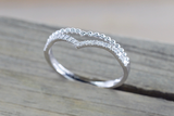 Double V Groove Band Gold Diamond and Bead Band ASPBR010061