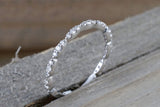 14k Rose Gold Dainty Thin Three Oval  Diamond Band Stackable Design Ring Curve 3/4 diamond around
