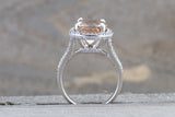 11x9mm Morganite 14k White Gold Oval Cut Pink Diamond Halo Ring