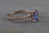 Oval Tanzanite Ring Rope Bead Gold Band  M3062