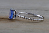 Oval Tanzanite Ring Rope Bead Gold Band  M3062