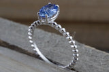 Oval Tanzanite Ring Rope Bead Gold Band  M3062