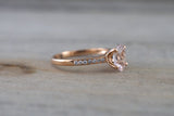 18k Rose Gold Diamond Oval Morganite Engagement Wedding Anniversary Love Ring Band Dainty Vintage Art Deco Simple
