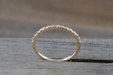 14k Yellow Gold Dainty Thin Channel Set Baguette Cut Rectangle Diamond Band Stackable Design