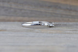 14kt White Gold Round Brilliant & Baguette Cut Diamond Ring Engagement Wedding Band