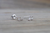 14k White Gold Music Note Earring Studs Stud Band