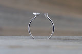 18k White Gold Double Heart Love Diamond Ring Engagement Wedding Stack Band