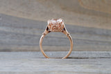 14k Rose Gold 10x8mm Oval Morganite With Round Cut Diamonds Art Deco Vintage Design Promise Ring Anniversary