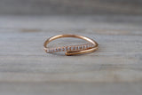 14k Rose Gold Diamond Pave Polished Stackable Ring Band Promise Anniversary Fashion Rope Twist Open Curve