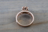 Vignes 14k Rose Gold Round black onyx Ring Vintage Vines