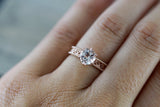 Vignes 14k Rose Gold Round black onyx Ring Vintage Vines