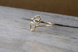 14k Yellow Gold Double Open Heart Adjustable Pinky Knuckle Ring Love