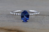 Oval Tanzanite Ring Rope Bead Gold Band  M3062
